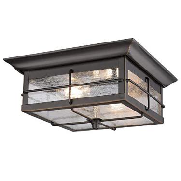 Imagem de Westinghouse Lighting Luminária de montagem embutida Orwell 2 Light Outdoor em bronze polido a óleo e vidro transparente