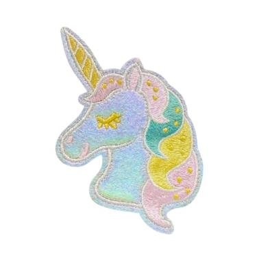 Imagem de Patch de unicórnio bordado para crianças – aplique de glitter para jaquetas, mochilas, roupas e artesanato DIY, aplique de decoração para passar a ferro