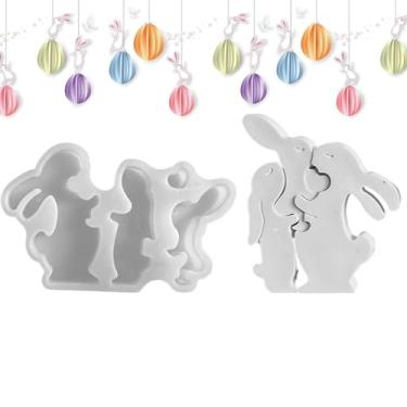 Imagem de Molde De Silicone De Coelhinho,Molde De Epóxi Familia De Coelhos - De Silicone Do Coelho Da Páscoa - Para Decoração De Casa Da Primavera Artes E Artesanatos Em Cimento Gesso E