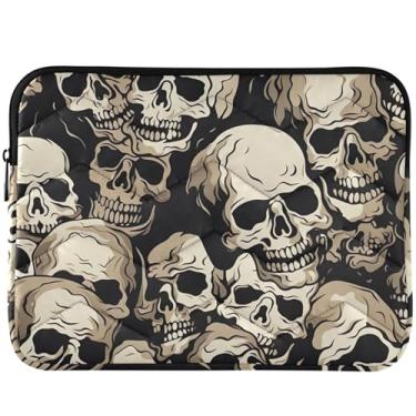 Imagem de Capa acolchoada para notebook com textura de caveira bege para Macbook Pro, capa fofa para laptop de 33 a 35 cm, universal