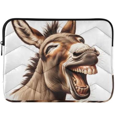 Imagem de Capa para notebook engraçada burro sorrindo inchado capa universal para laptop 13-14 polegadas capa acolchoada para Macbook Air 13 polegadas