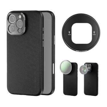 Imagem de HollyWave - Capa para iPhone 16 Pro Max Pretacapa Protetora em TPU/PC, Revestimento em Couro Sintético Antiderrapante, Compatível com M4gS4fe para iPhone 16 Pro Max, PA084 preta