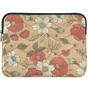 Imagem de Capa para notebook vintage papoula margarida acolchoada para laptop MacBook Pro 14 polegadas capa universal para laptop 13-14 polegadas fofa