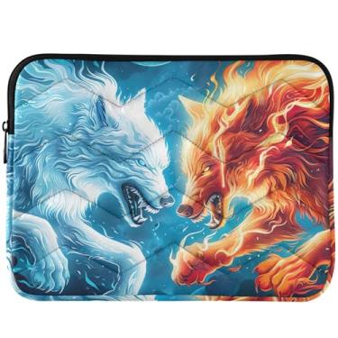 Imagem de Capa protetora para laptop Two Wolves Fight with Fire and Flames Universal 13-14 polegadas Acessórios de computador para Macbook Air 13 polegadas