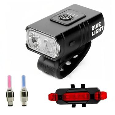 Imagem de RNXRZANK Farol Dianteiro Recarregável USB para Bicicleta, com 2 LEDs, Seis Modos de Iluminação, Corpo em Alumínio, à Prova D'água, Lanterna Traseira E Enca, a