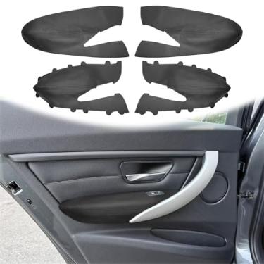 Imagem de QianBao 4 peças de substituição de capa de couro para apoio de braço dianteiro traseiro para BMW Série 3 F30 2013-2019, painel de porta esquerda e direita DIY com ferramenta de instalação preto