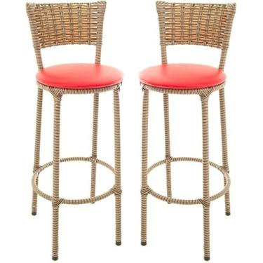 Imagem de 2 banquetas altas de cozinha (vermelho)