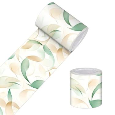 Imagem de HOMETITUTE Borda de papel de parede descascar e colar borda de parede folha verde aquarela decorativa borda autoadesiva para paredes moldura de espelho tira de destaque para quarto cozinha sala de
