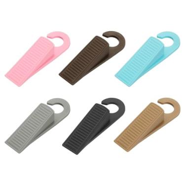 Imagem de PATIKIL 6 batentes de porta, gancho de borracha, protetor de porta de cunha de borracha para parte inferior do tapete, azulejo de concreto, todas as superfícies, preto/marrom/chocolate/cinza/rosa/azul