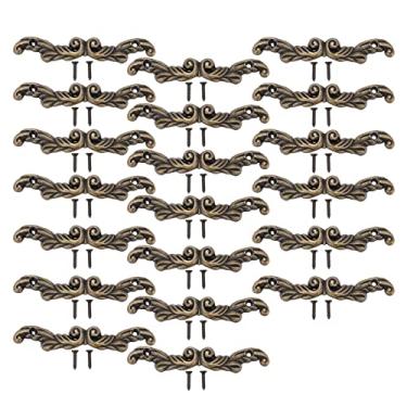 Imagem de 20 peças puxadores de gaveta mini vintage antigo verde bronze armário puxa para caixa de madeira gaveta porta caixa de presente caixa de joias estilo retrô hardware de liga de