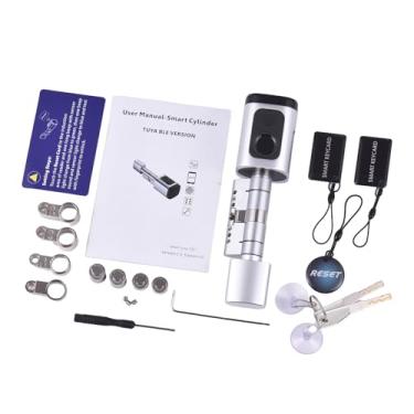 Imagem de CUOFYUNL 5 em 1 Smart Lock WiFi Fechadura de porta de entrada sem chave TY APP/Impressão digital/Senha/Cartão/Chave mecânica Métodos de desbloqueio Fechadura de porta BT (Prata)