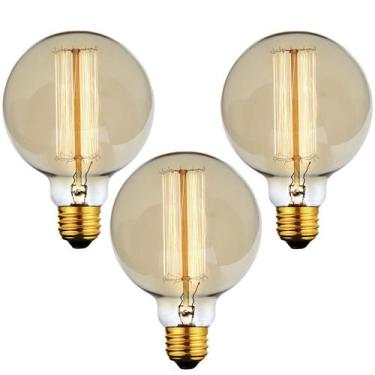 Imagem de Kit 3 Lâmpadas Retro Vintage G95 Filamento Carbono 110v - MARRYLUZ