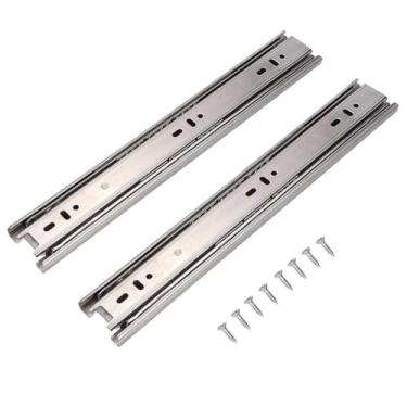 Imagem de CUOFYUNL Trilho deslizante de gaveta de aço inoxidável 12 "-18" 3 seções Dispositivo deslizante Hardware para móveis (16 polegadas sem amortecimento)