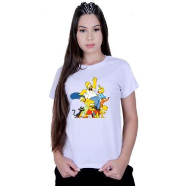 Imagem de Camiseta Baby Look Feminina The Simpsons Family, Branco, GG