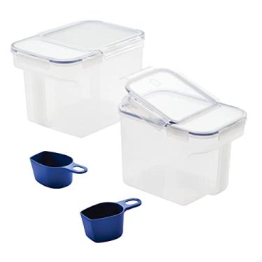 Imagem de LocknLock Recipiente Easy Essentials e conjunto de cesto de armazenamento de alimentos em U, livre de BPA/lavável na lava-louças, 4 peças, transparente