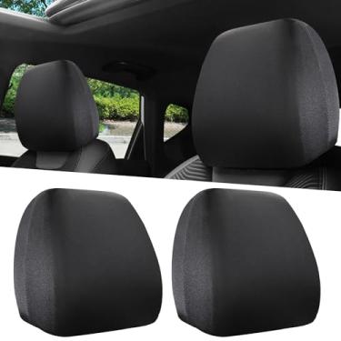 Imagem de 2 peças de capas de encosto de cabeça de carro, protetor de encosto de cabeça de carro macio antisujidade, capa protetora de travesseiro de assento interior de veículo reutilizável, acessórios