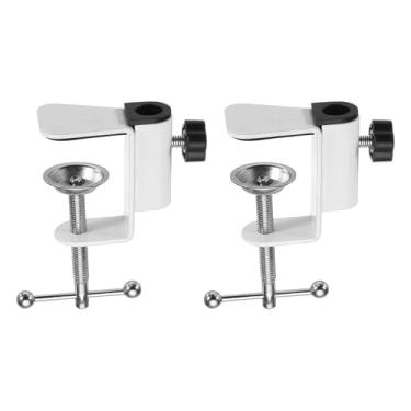 Imagem de HARFINGTON 2 peças de grampo de mesa de metal, furo de 5 cm de diâmetro, suporte de lâmpada de mesa, suporte universal em cantilever com parafuso ajustável, alça esférica de aço para suporte de