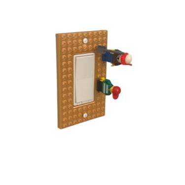 Imagem de Designz3D Placa de parede de tijolo, capa de interruptor de luz de alternância para quarto infantil, sala de jogos, 1 gangue (ouro)