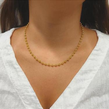 Imagem de Colar de Ouro 18k com Bolinhas Juntas de 4mm - Elegante e Sofisticado 