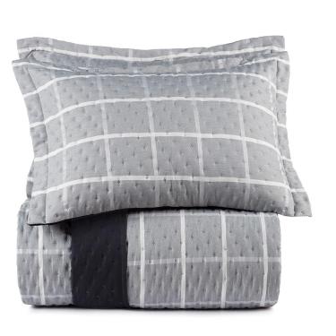 Imagem de Jogo de Colcha King 3 Peças Altenburg Ultrawave  Chess Cinza