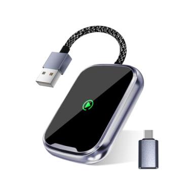 Imagem de Tesheer Adaptador Carplay, 2 em 1 CarPlay Android Auto Wireless Adapter, 2025 atualizado de conexão automática e dongle de reprodução de carro sem fio de baixa latência para Apple iPhone