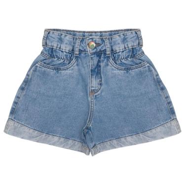 Imagem de Shorts Juvenil Look Jeans Elástico Jeans - UNICA - 12-Feminino