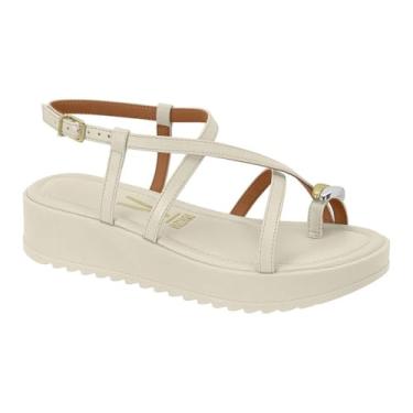 Imagem de Sandália Plataforma Feminina Vizzano – De Dedo, Leve, Confortável e Moderna para Uso Diário (Branco Off, BR, Adulto, Numérico, 38)