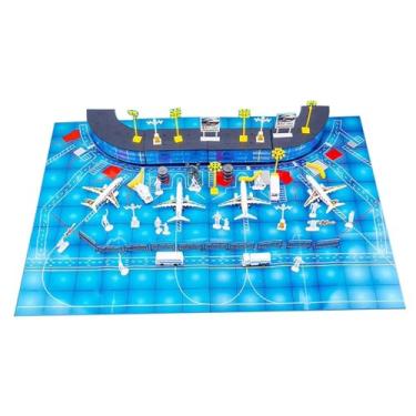 Imagem de YIJU Conjunto de brinquedo de avião de luxo para brincar de avião, com modelo de aeroporto, 70 Peças