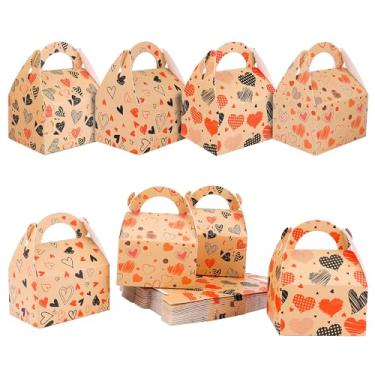 Imagem de 24 caixas de petiscos, embalagem de presente de papel com estampas de coração, doces, lanches e biscoitos, caixa de papelão para lembrancinhas de festa, suprimentos para sala de aula