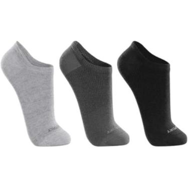 Imagem de Kit 3 Pares de Meia Sapatilha Invisível Lupo 3170 Chumbo, Cinza e Pret