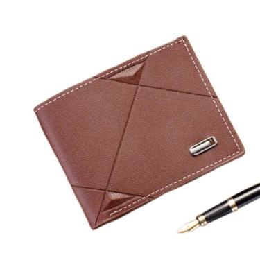 Imagem de Carteira masculina minimalista fina com clipe para dinheiro – Design de couro PU dobrável com zíper e porta-cartões, Carteras para Hombres, Marrom, Slim