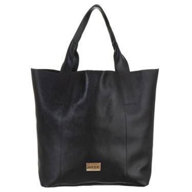 Imagem de Bolsa Feminina Sacola Ombro Faculdade Couro (PRETO)