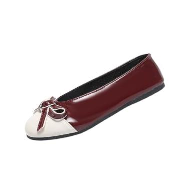 Imagem de Tênis feminino moderno, casual, casual, versátil, com laço e bico redondo, cabedal de poliuretano, Vinho vinho, 34