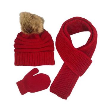 Imagem de Conjunto De Gorro, Cachecol E Luvas De Inverno Para Meninas E Meninos,