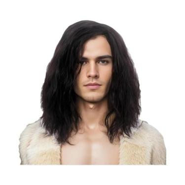 Imagem de Peruca Masculina Marrom Cacheada E Volumosa De 40cm Para Halloween, Fa