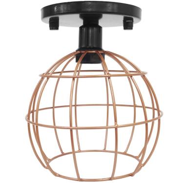 Imagem de Lustre Teto Plafon Industrial Aramado Globo Cobre Rose Retrô Luminária Vintage Preto Agp Ilumini