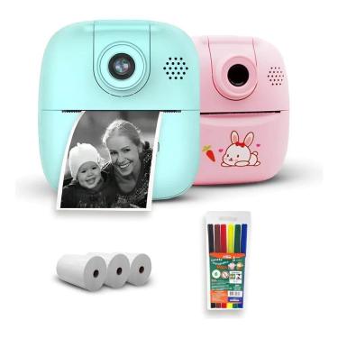 Imagem de Câmera Imprime Instantânea Infantil Divertida Jogo + Rosa
