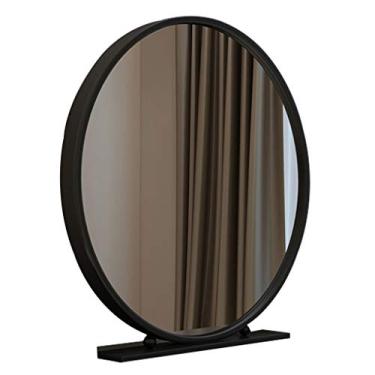 Imagem de Espelho redondo para penteadeira - ideal para maquiagem e barbear no quarto, base incluída, superfície reflexiva - perfeito para uso diário