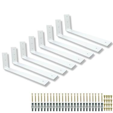 Imagem de 8 Suportes L 40cm Mão Francesa Embutida Para Prateleira Fixação De Par