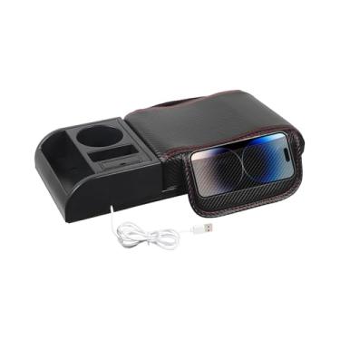 Imagem de Almofada de descanso de braço de , almofada de reforço de console de couro automotivo com 2 bolsas de armazenamento, almofada de reforço de apoio de braço, suprimentos de interior de para