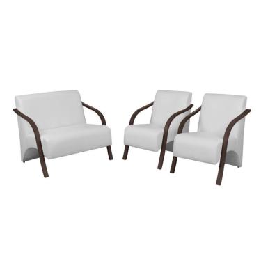 Imagem de Conjunto Poltronas Vênus Braço Madeira Dsalla Courino Branco