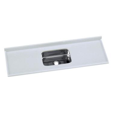 Imagem de Pia De Cozinha Mármore Sintético 160x55cm Com Cuba Aço Inox Multimóveis CR20475 Off White