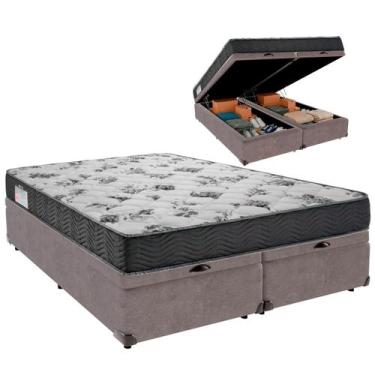 Imagem de Cama Baú Queen e Colchão ISO 100 Espuma Ortobom Cinza