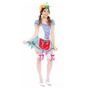 Imagem de Vestido Festa Junina Adulto, Vestido Xadrez Azul - Fantasia Bras, P - 