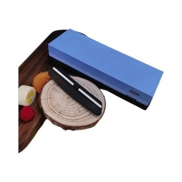 Imagem de Kit Profissional De Pedras De Afiar Facas Com Base De Bambu Antiderrap