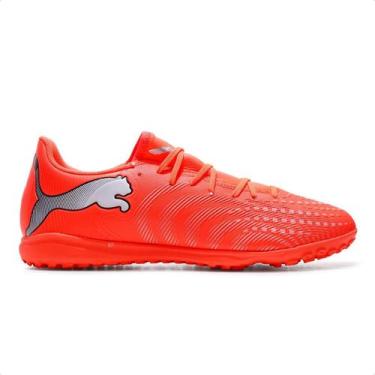 Imagem de Chuteira Society Puma Future 9 Play TT Masculina, 40, Coral, Prata