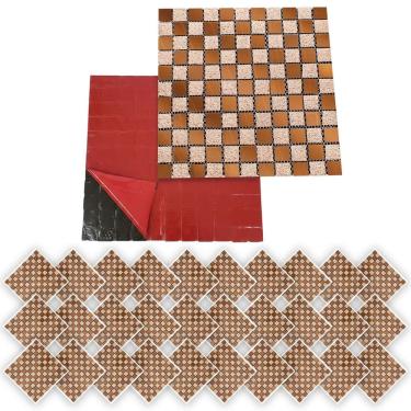 Imagem de Pastilha De Vidro Autocolante Kit 30 Uni Parede Cozinha Box Banheiro Sala Decorativa Facil Aplicacao Requintado Moderna