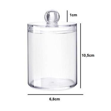 Imagem de Porta Cotonetes e Algodão 10,5cm Organizador com Tampa e em Acrílico M