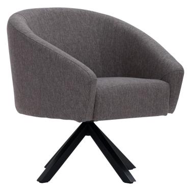 Imagem de Poltrona Sala De Estar Mona Giratória Giromad Linho Marrom Acinzentado - Nexta Casa