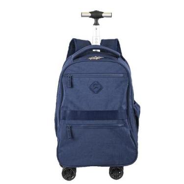 Imagem de Mochila Carrinho 4 Rodas Duplas Sestini Rolling Crinkle - Azul, Azul